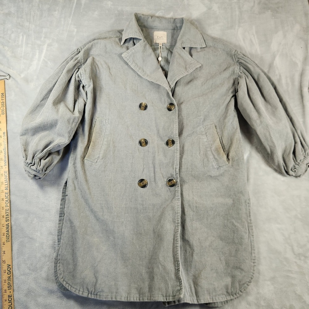 Chelsea & Violet Grey‎ Corduroy Shacket Jacket Quarter Sleeve XS Quiet Luxury